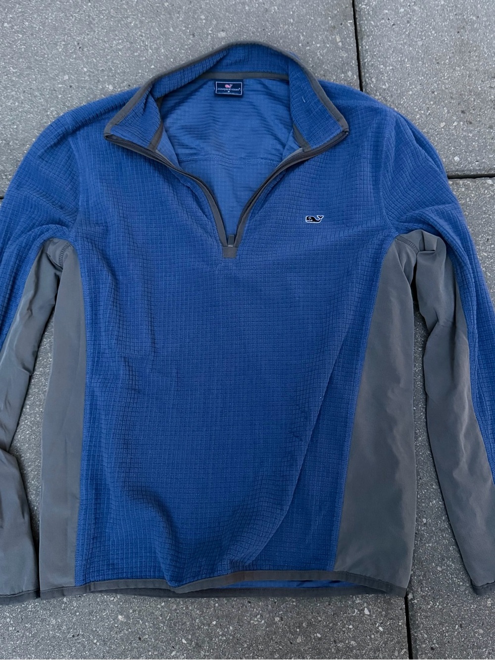 Vineyard Vines Men’s S Grid Fleece 1/2 Zip Pullover Blue Gray